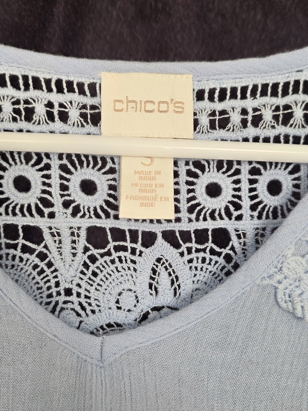 Chico's Light Blue Lace-Trim Women's Sleepwear Top